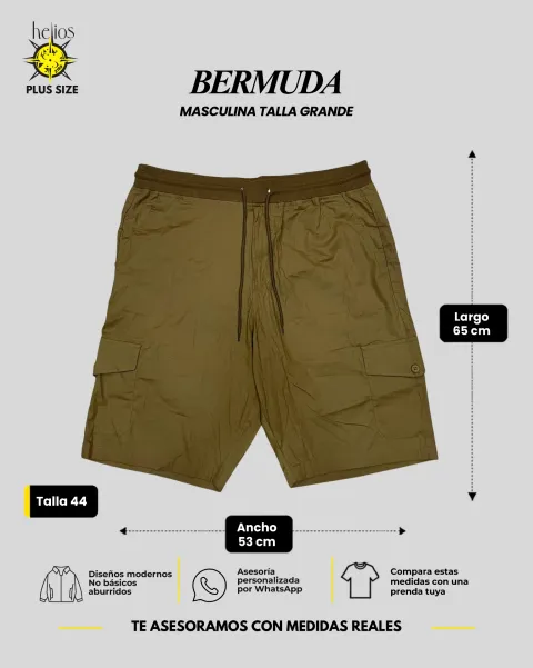Bermuda cargo verde talla grande 44 para hombre — Helios Medellín
