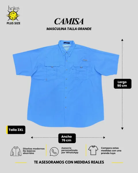 Camisa azul manga corta talla 3XL para hombre — Helios Medellín