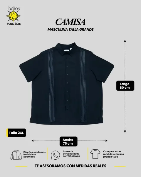 Camisa negra manga corta talla 2XL para hombre — Helios Medellín