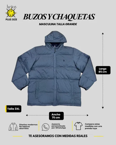 Chaqueta acolchada con capucha talla 3XL para hombre — Helios Medellín