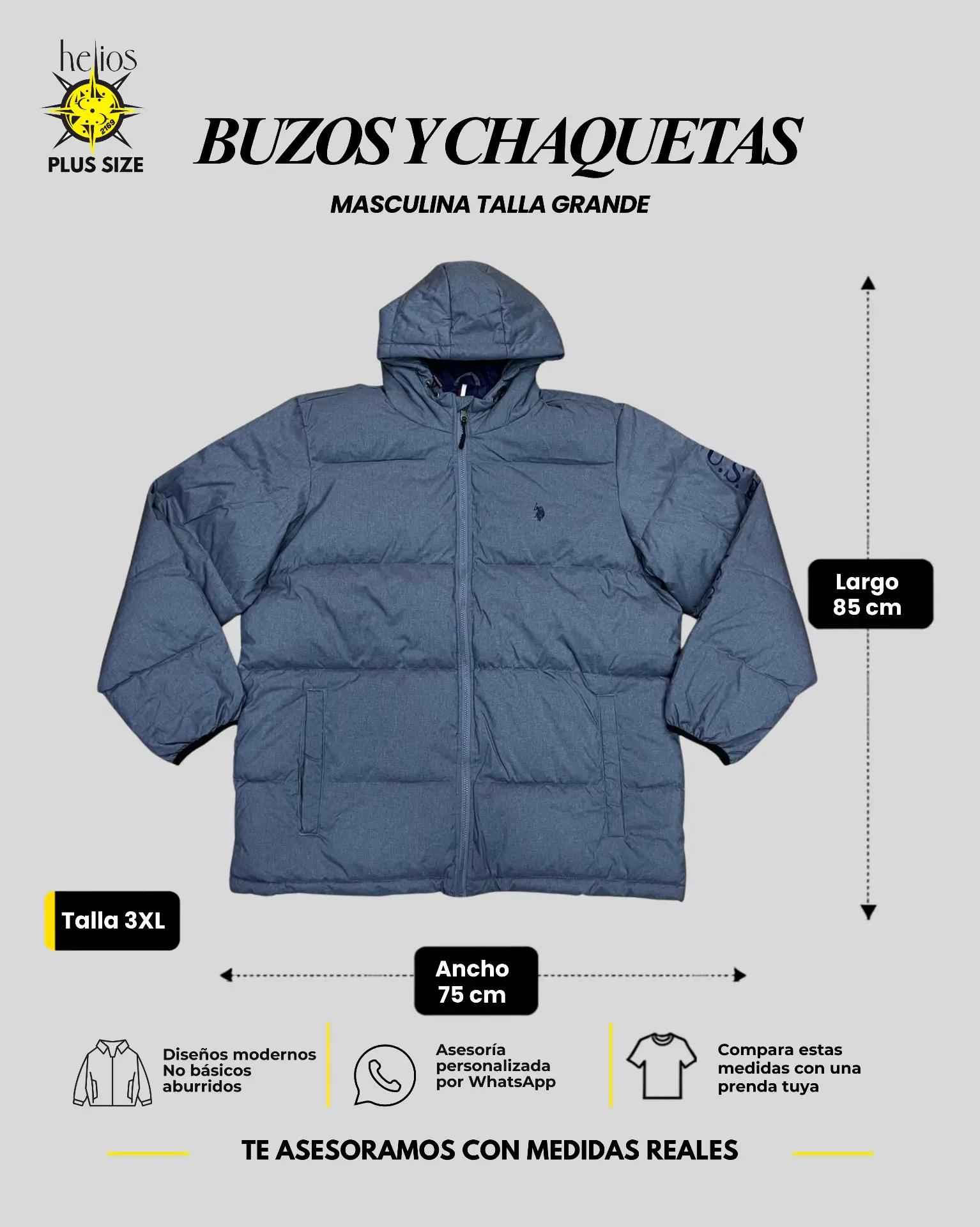 Chaqueta acolchada con capucha talla 3XL para hombre — Helios Medellín